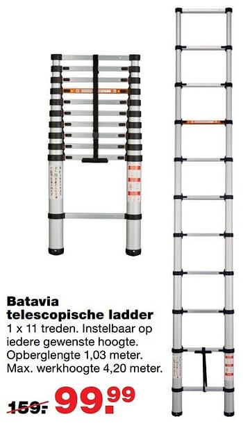 Aanbiedingen Batavia telescopische ladder - Batavia - Geldig van 23/01/2017 tot 29/01/2017 bij Praxis