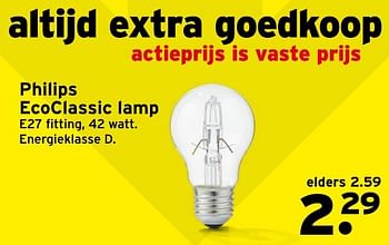 Aanbiedingen Philips ecoclassic lamp - Philips - Geldig van 23/01/2017 tot 29/01/2017 bij Gamma