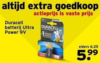 Aanbiedingen Duracell batterij ultra power 9v - Duracell - Geldig van 23/01/2017 tot 29/01/2017 bij Gamma