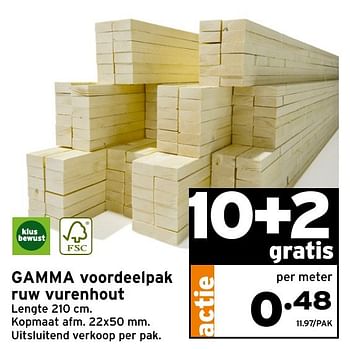 Aanbiedingen Gamma voordeelpak ruw vurenhout - Huismerk - Gamma - Geldig van 23/01/2017 tot 29/01/2017 bij Gamma