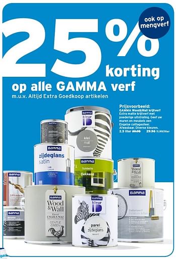 Aanbiedingen Gamma wood+wall krijtverf - Huismerk - Gamma - Geldig van 23/01/2017 tot 29/01/2017 bij Gamma