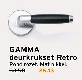 Aanbiedingen Gamma deurkrukset retro - Huismerk - Gamma - Geldig van 23/01/2017 tot 29/01/2017 bij Gamma