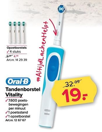 Aanbiedingen Tandenborstel vitality - Oral-B - Geldig van 23/01/2017 tot 05/02/2017 bij Kijkshop