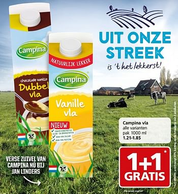 Aanbiedingen Campina vla - Campina - Geldig van 23/01/2017 tot 29/01/2017 bij Jan Linders