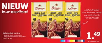 Aanbiedingen Melkchocolade met drop - Bellarom - Geldig van 23/01/2017 tot 29/01/2017 bij Lidl