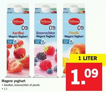 Aanbiedingen Magere yoghurt - Milbona - Geldig van 23/01/2017 tot 29/01/2017 bij Lidl