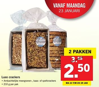 Aanbiedingen Luxe crackers - Huismerk - Lidl - Geldig van 23/01/2017 tot 29/01/2017 bij Lidl
