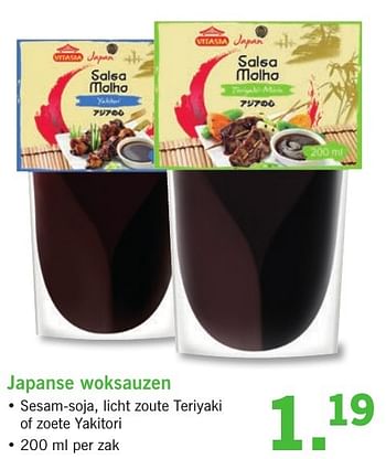 Aanbiedingen Japanse woksauzen - Vitasia - Geldig van 23/01/2017 tot 29/01/2017 bij Lidl