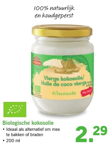 Aanbiedingen Biologische kokosolie - Vitasia - Geldig van 23/01/2017 tot 29/01/2017 bij Lidl