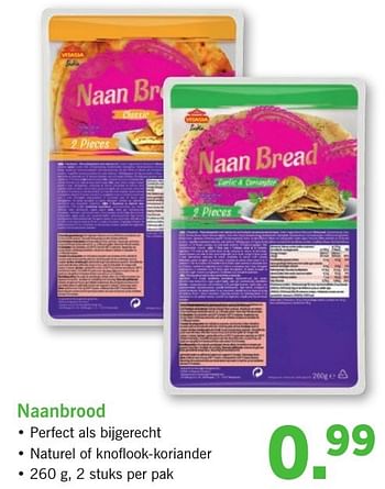 Aanbiedingen Naanbrood - Vitasia - Geldig van 23/01/2017 tot 29/01/2017 bij Lidl
