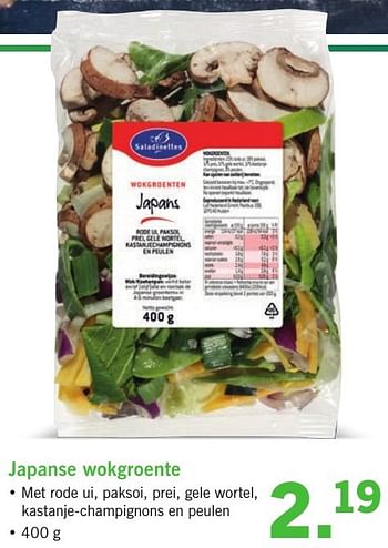 Aanbiedingen Japanse wokgroente - Saladinettes - Geldig van 23/01/2017 tot 29/01/2017 bij Lidl
