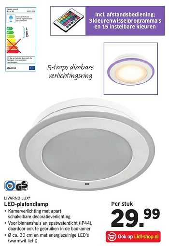 Aanbiedingen Led-plafondlamp - livarnolux - Geldig van 23/01/2017 tot 29/01/2017 bij Lidl