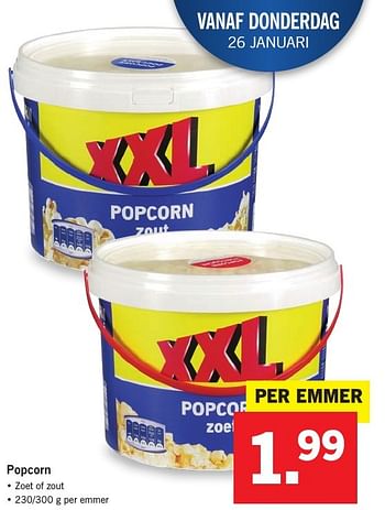 Aanbiedingen Popcorn - Huismerk - Lidl - Geldig van 23/01/2017 tot 29/01/2017 bij Lidl