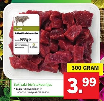 Aanbiedingen Sukiyaki biefstukpuntjes - Huismerk - Lidl - Geldig van 23/01/2017 tot 29/01/2017 bij Lidl