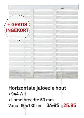 Aanbiedingen Horizontale jaloezie hout - Huismerk Karwei - Geldig van 23/01/2017 tot 05/02/2017 bij Karwei