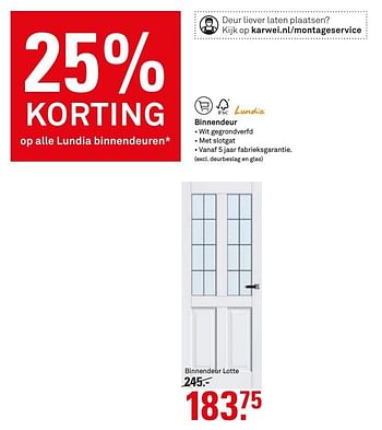 Aanbiedingen Binnendeur lotte - Lundia - Geldig van 23/01/2017 tot 05/02/2017 bij Karwei