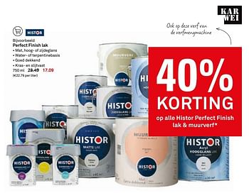 Aanbiedingen Perfect finish lak - Histor - Geldig van 23/01/2017 tot 05/02/2017 bij Karwei