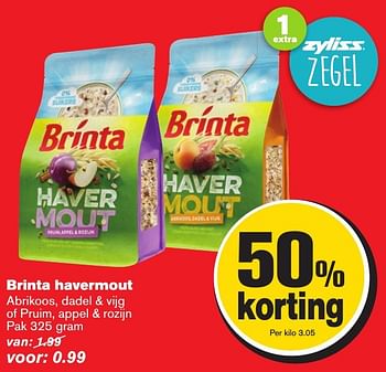 Aanbiedingen Brinta havermout - Brinta - Geldig van 25/01/2017 tot 31/01/2017 bij Hoogvliet
