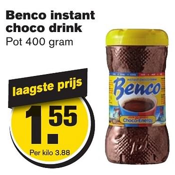 Aanbiedingen Benco instant choco drink - Benco - Geldig van 25/01/2017 tot 31/01/2017 bij Hoogvliet