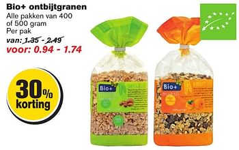 Aanbiedingen Bio+ ontbijtgranen - Bio+ - Geldig van 25/01/2017 tot 31/01/2017 bij Hoogvliet