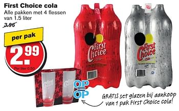 Aanbiedingen First choice cola - First choice - Geldig van 25/01/2017 tot 31/01/2017 bij Hoogvliet