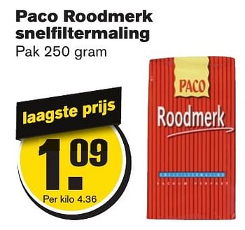 Aanbiedingen Paco roodmerk snelfiltermaling - Paco - Geldig van 25/01/2017 tot 31/01/2017 bij Hoogvliet