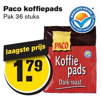 Aanbiedingen Paco koffiepads - Paco - Geldig van 25/01/2017 tot 31/01/2017 bij Hoogvliet