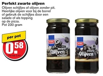 Aanbiedingen Perfekt zwarte olijven - Perfekt - Geldig van 25/01/2017 tot 31/01/2017 bij Hoogvliet