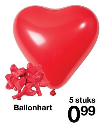 Aanbiedingen Ballonhart - Huismerk - Zeeman  - Geldig van 28/01/2017 tot 03/02/2017 bij Zeeman