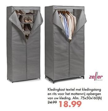 Aanbiedingen Kledingkast textiel met kledingstang - Zeller Present - Geldig van 06/02/2017 tot 27/02/2017 bij Multi Bazar