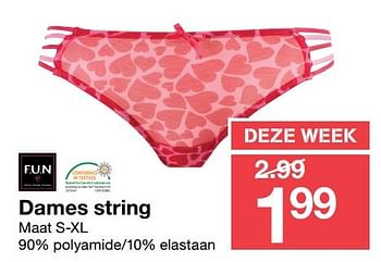 Aanbiedingen Dames string - Huismerk - Zeeman  - Geldig van 28/01/2017 tot 03/02/2017 bij Zeeman