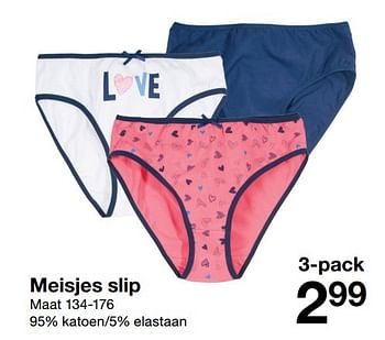 Aanbiedingen Meisjes slip - Huismerk - Zeeman  - Geldig van 28/01/2017 tot 03/02/2017 bij Zeeman