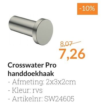 Aanbiedingen Crosswater pro handdoekhaak - Crosswater - Geldig van 01/02/2017 tot 28/02/2017 bij Sanitairwinkel