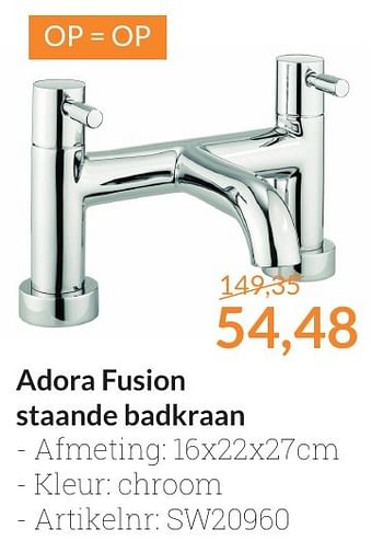 Aanbiedingen Adora fusion staande badkraan - Adora - Geldig van 01/02/2017 tot 28/02/2017 bij Sanitairwinkel