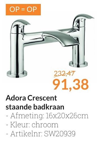 Aanbiedingen Adora crescent staande badkraan - Adora - Geldig van 01/02/2017 tot 28/02/2017 bij Sanitairwinkel
