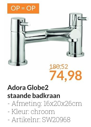 Aanbiedingen Adora globe2 staande badkraan - Adora - Geldig van 01/02/2017 tot 28/02/2017 bij Sanitairwinkel