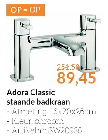 Aanbiedingen Adora classic staande badkraan - Adora - Geldig van 01/02/2017 tot 28/02/2017 bij Sanitairwinkel
