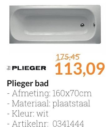 Aanbiedingen Plieger bad - Plieger - Geldig van 01/02/2017 tot 28/02/2017 bij Sanitairwinkel