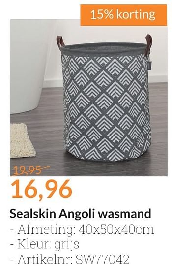 Aanbiedingen Sealskin angoli wasmand - Sealskin - Geldig van 01/02/2017 tot 28/02/2017 bij Sanitairwinkel