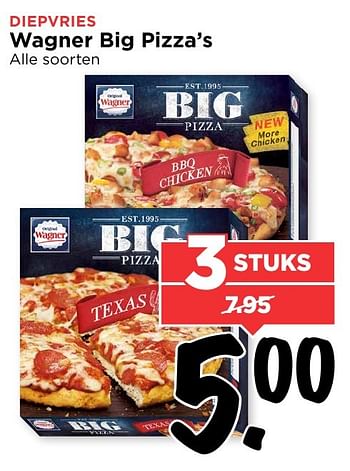 Aanbiedingen Wagner big pizza`s - Original Wagner - Geldig van 29/01/2017 tot 04/02/2017 bij Vomar