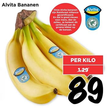 Aanbiedingen Alvita bananen - Huismerk Vomar - Geldig van 29/01/2017 tot 04/02/2017 bij Vomar