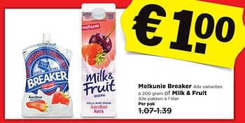 Aanbiedingen Melkunie breaker of milk + fruit - Melkunie - Geldig van 29/01/2017 tot 04/02/2017 bij Plus