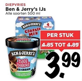 Aanbiedingen Ben + jerry`s ijs - Ben&amp;Jerry's - Geldig van 29/01/2017 tot 04/02/2017 bij Vomar