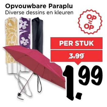 Aanbiedingen Opvouwbare paraplu - Huismerk Vomar - Geldig van 29/01/2017 tot 04/02/2017 bij Vomar