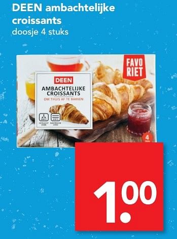 Aanbiedingen Deen ambachtelijke croissants - Huismerk deen supermarkt - Geldig van 29/01/2017 tot 04/02/2017 bij Deen Supermarkten