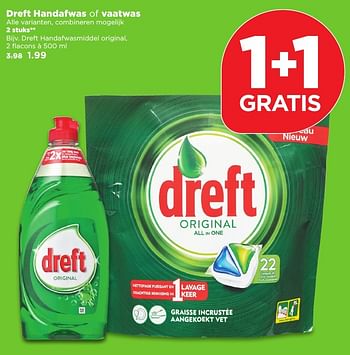 Aanbiedingen Dreft handafwasmiddel original - Dreft - Geldig van 29/01/2017 tot 04/02/2017 bij Plus