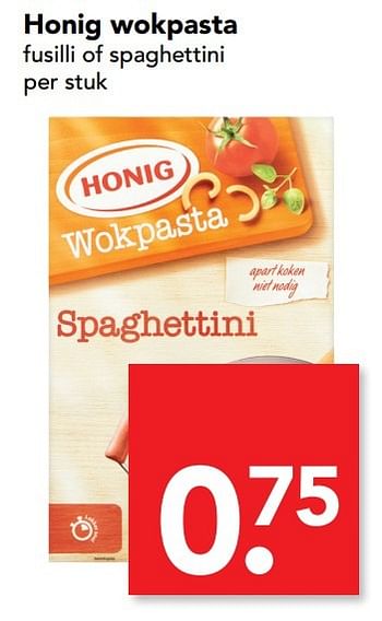 Aanbiedingen Honig wokpasta fusilli of spaghettini - Honig - Geldig van 29/01/2017 tot 04/02/2017 bij Deen Supermarkten