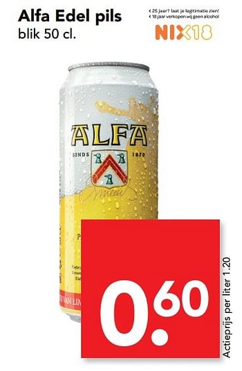 Aanbiedingen Alfa edel pils - Alfa - Geldig van 29/01/2017 tot 04/02/2017 bij Deen Supermarkten