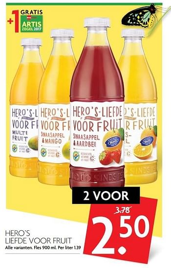 Aanbiedingen Hero`s liefde voor fruit - Hero - Geldig van 29/01/2017 tot 04/02/2017 bij Deka Markt