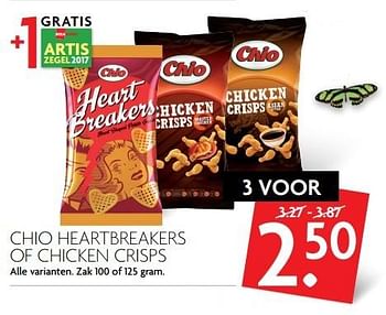 Aanbiedingen Chio heartbreakers of chicken crisps - Chio - Geldig van 29/01/2017 tot 04/02/2017 bij Deka Markt